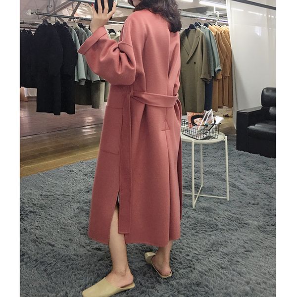 winter 2019 korean double-sided wool handmade turn down collar lace-up wool coat women high end x-long office lady coats, Black
winter 2019 korean double-sided wool handmade turn down collar lace-up wool coat women high end x-long office lady coats, Black