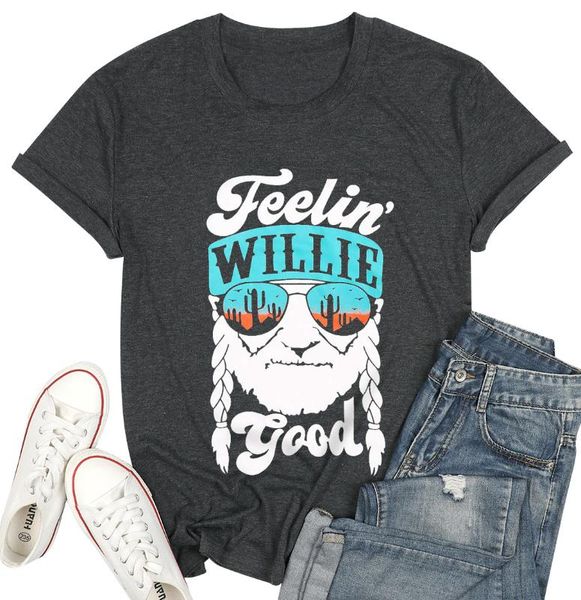 feelin' willie good t-shirt summer t shirt women fashion printed short sleeve t-shirt woman tee casual o neck female tees, White
feelin' willie good t-shirt summer t shirt women fashion printed short sleeve t-shirt woman tee casual o neck female tees, White