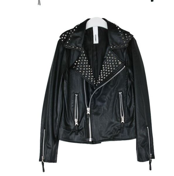 2019 new japanese and korean version of the slim short rivet leather jacket tide men's motorcycle leather jacket show nightclub, Black
2019 new japanese and korean version of the slim short rivet leather jacket tide men's motorcycle leather jacket show nightclub, Black