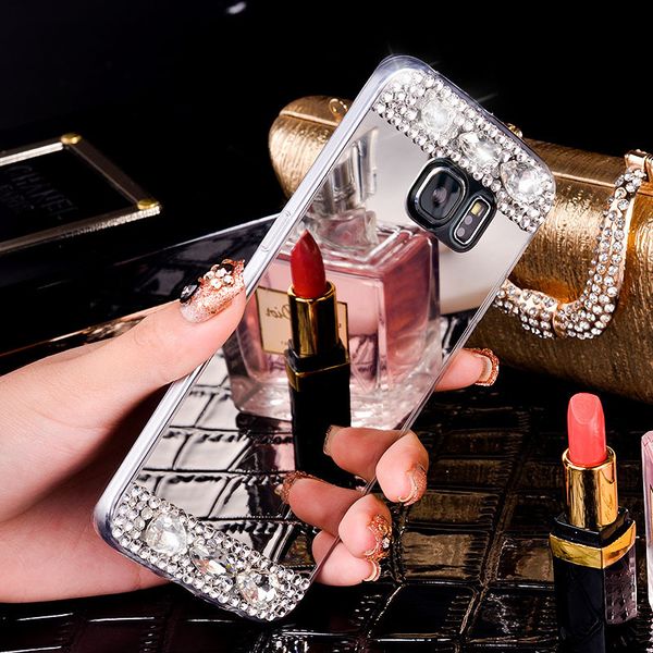 bling блеск горный хрусталь зеркало чехол для телефона iphone x 6 6s 7 8 plus 5s xs max xr samsung galaxy s6 s7 edge s8 s9 plus примечание 8