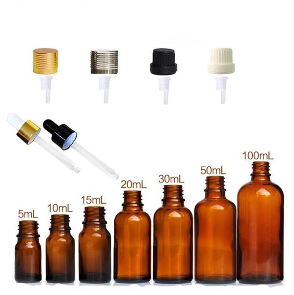 New Protection Package 10ml Boston Round Glass Bottles Perfume Cosmetic Containers Amber Glass Essential Oil Spray Bottles