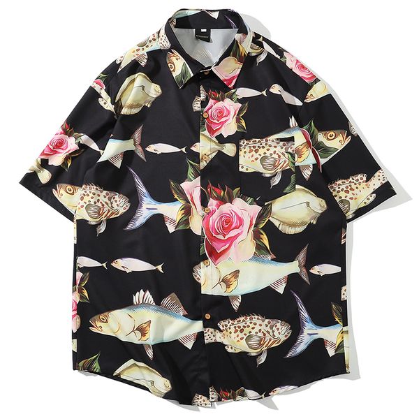 men short sleeve shirt summer 2020 new casual loose hawaii holiday beach wear shirts tee buttons blouse camisa masculina, White;black
men short sleeve shirt summer 2020 new casual loose hawaii holiday beach wear shirts tee buttons blouse camisa masculina, White;black