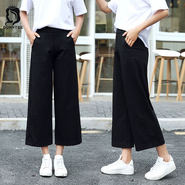 plus size solid chiffon wide leg pants high waist korean style trendy womens trousers loose student casual women thin breathable, Black;white
plus size solid chiffon wide leg pants high waist korean style trendy womens trousers loose student casual women thin breathable, Black;white