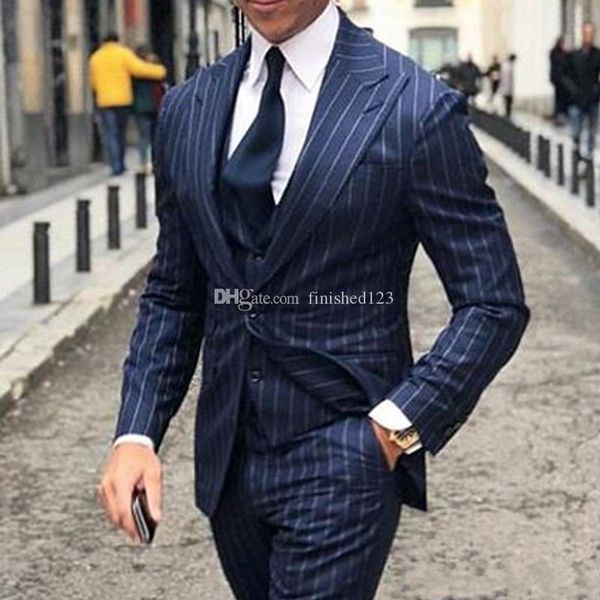 one button blue strips groom tuxedos peak lapel men suits 3 pieces wedding/prom/dinner blazer (jacket+pants+vest+tie) w511, Black;gray
one button blue strips groom tuxedos peak lapel men suits 3 pieces wedding/prom/dinner blazer (jacket+pants+vest+tie) w511, Black;gray
