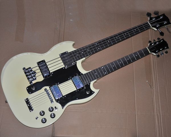 factory wholesale double necks cream 4+6 strings electric bass with rosewood fingerboard,black pickguard,offering customized services
factory wholesale double necks cream 4+6 strings electric bass with rosewood fingerboard,black pickguard,offering customized services