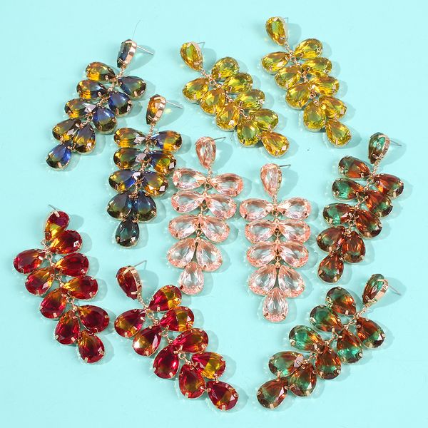 european and american new exaggerated luxury colored diamond long earrings fashion creative alloy leaf-shaped diamond earrings, Golden
european and american new exaggerated luxury colored diamond long earrings fashion creative alloy leaf-shaped diamond earrings, Golden