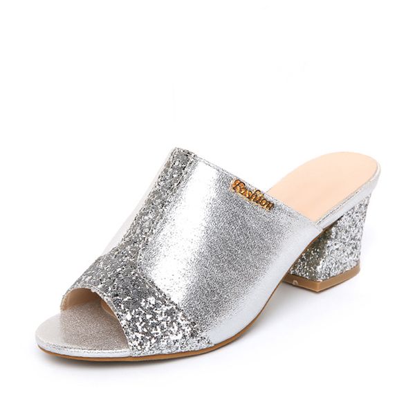 summer sequined cloth thick heel gold sandals dames teenslippers elegant comfortable shoes women sandals gladiator open toe pumps, Black
summer sequined cloth thick heel gold sandals dames teenslippers elegant comfortable shoes women sandals gladiator open toe pumps, Black