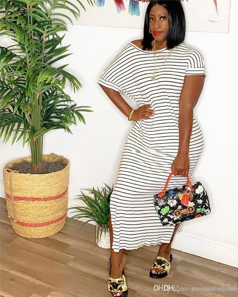 dresses fashion designer slash neck female apparel with split summer striped printed women dress casual loose panelled ladies, Black;gray
dresses fashion designer slash neck female apparel with split summer striped printed women dress casual loose panelled ladies, Black;gray