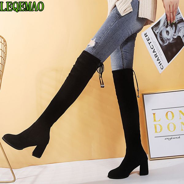2020 new flock leather women over the knee boots lace up high heels autumn woman shoes winter women boots size 34-40, Black
2020 new flock leather women over the knee boots lace up high heels autumn woman shoes winter women boots size 34-40, Black