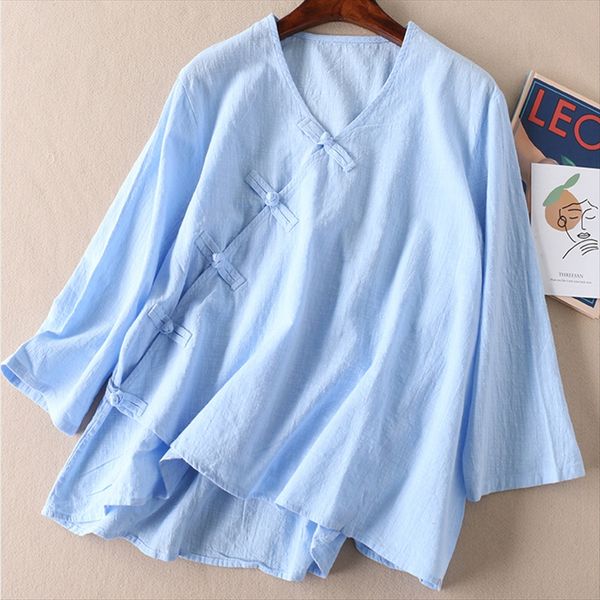 xia xin modified han clothing crotch loose seven-point sleeve suya plate buckle cotton t-shirt women's daily shan yi tea clothing b887, White
xia xin modified han clothing crotch loose seven-point sleeve suya plate buckle cotton t-shirt women's daily shan yi tea clothing b887, White