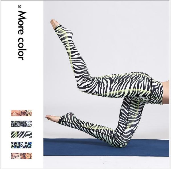 euro-american leopard pattern series foot-stepping yoga pants, White;black