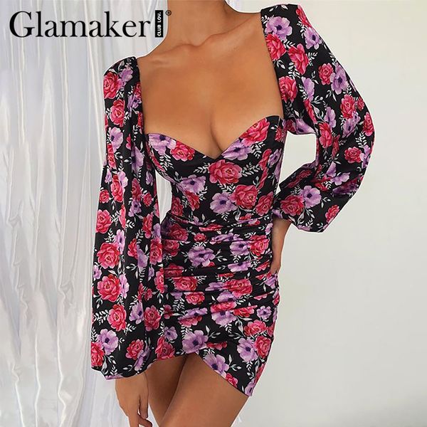 glamaker puff sleeve women satin dress elegant summer floral print bodycon mini dress female vintage short party club, Black;gray
glamaker puff sleeve women satin dress elegant summer floral print bodycon mini dress female vintage short party club, Black;gray