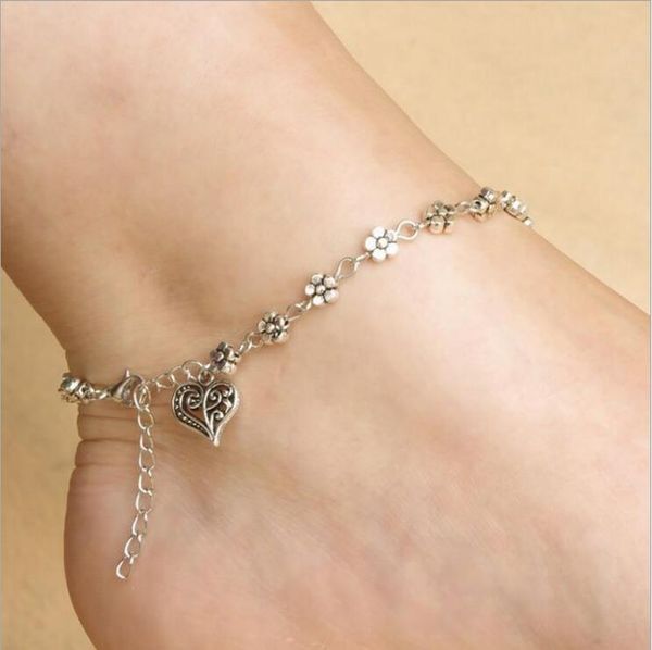 tibetan silver pierced plum flower foot ornament vintage silver heart anklet bracelet, Red;blue
tibetan silver pierced plum flower foot ornament vintage silver heart anklet bracelet, Red;blue