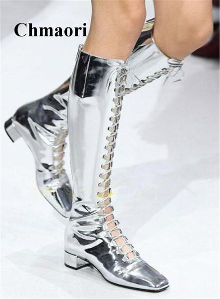 2018 ins est fashion solid patent leather long tube rear zipper cross-tied square heel low heel square toe women boots, Black
2018 ins est fashion solid patent leather long tube rear zipper cross-tied square heel low heel square toe women boots, Black