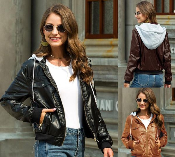 new women's leather jacket 2020 autumnwomen's short coat velvet thick hooded female jackets outerwear, Black
new women's leather jacket 2020 autumnwomen's short coat velvet thick hooded female jackets outerwear, Black