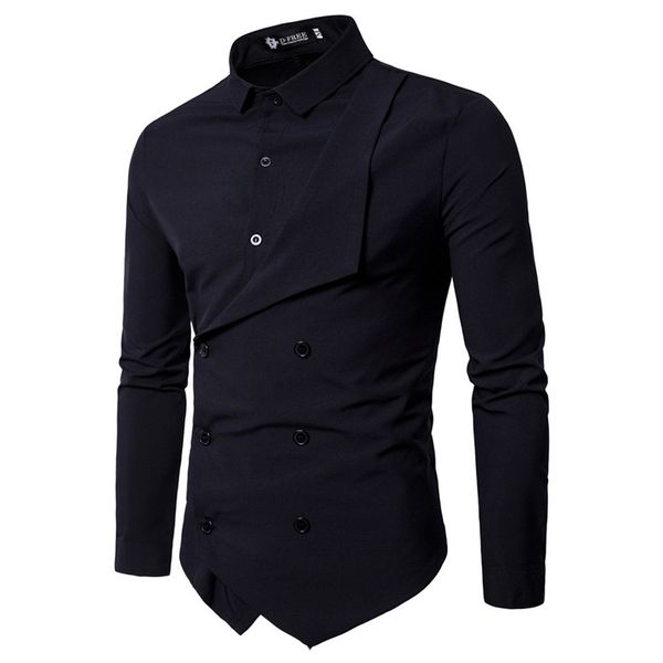 men shirt spring new brand men's slim fit dress shirt male long sleeves fake two casual camisa masculina, White;black
men shirt spring new brand men's slim fit dress shirt male long sleeves fake two casual camisa masculina, White;black