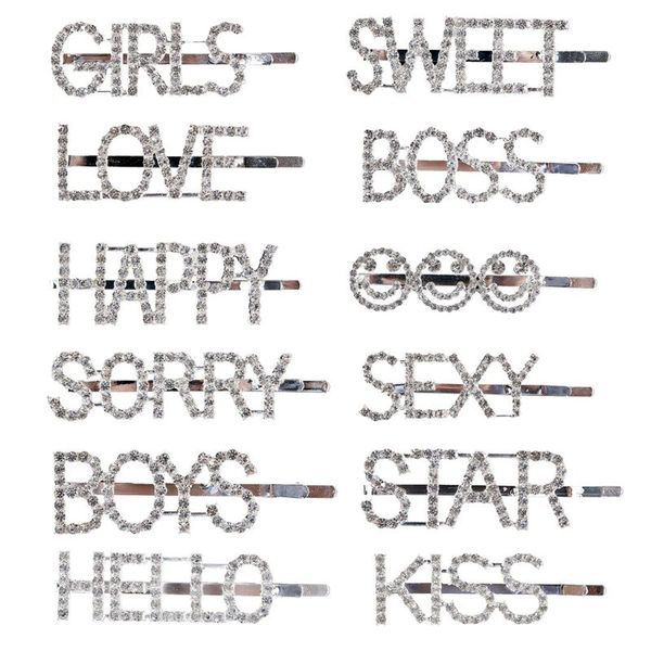 12 pcs/set sweet girls bangs word clip shiny letter rhinestone hairpin set women hair accessories jewelry, Golden;white
12 pcs/set sweet girls bangs word clip shiny letter rhinestone hairpin set women hair accessories jewelry, Golden;white