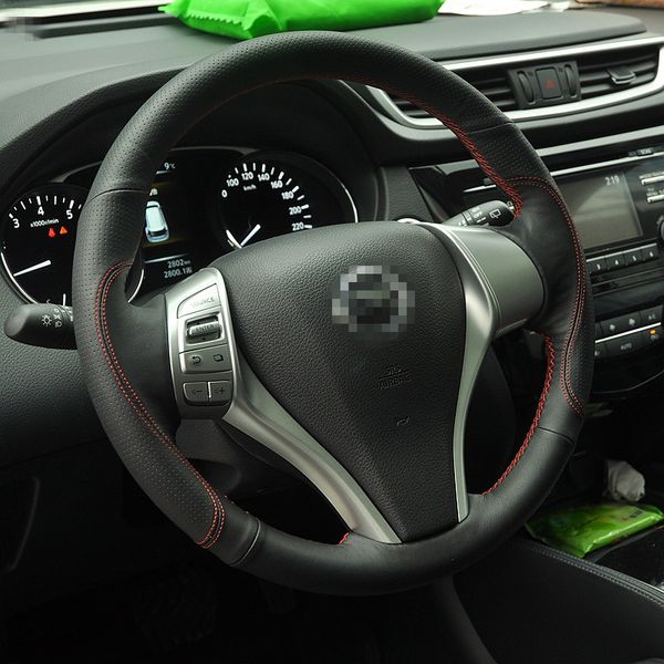 hand sew black leather red thread steering wheel cover for 2013 teana 2014 x-trail qashqai sentra
hand sew black leather red thread steering wheel cover for 2013 teana 2014 x-trail qashqai sentra