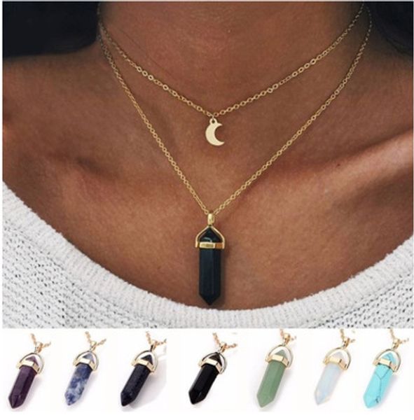 7 styles double layer cyrstal hexagonal column choker necklace for women moon necklace pendant on neck jewelry party, Golden;silver
7 styles double layer cyrstal hexagonal column choker necklace for women moon necklace pendant on neck jewelry party, Golden;silver