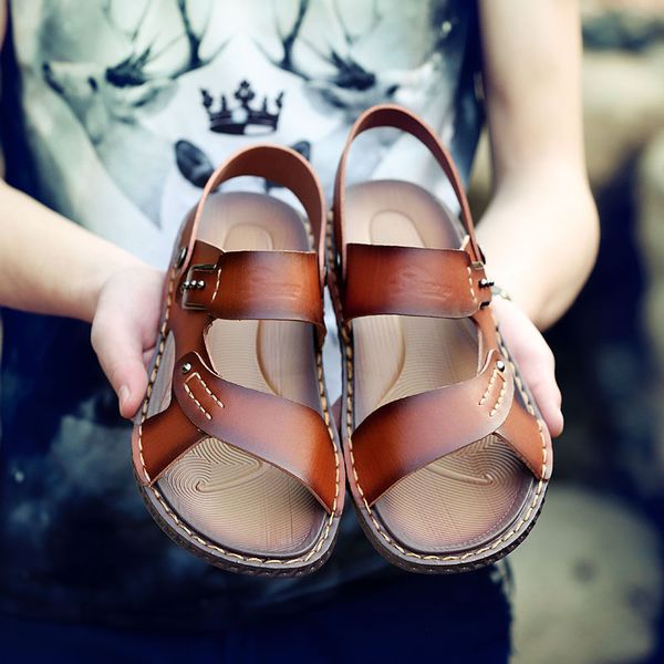 2019 n2019 new fashion leather men's sandals open toe slip casual men's slippers summer beach sandals rubber shoes, Black
2019 n2019 new fashion leather men's sandals open toe slip casual men's slippers summer beach sandals rubber shoes, Black