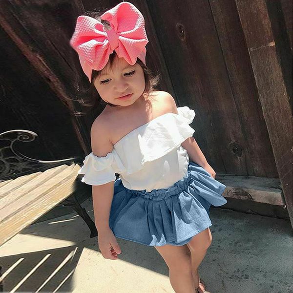 girls clothing sets summer fashion off shoulder solid print ruffles +pantskirt outfits set vetement enfant fille summer 2019, White
girls clothing sets summer fashion off shoulder solid print ruffles +pantskirt outfits set vetement enfant fille summer 2019, White