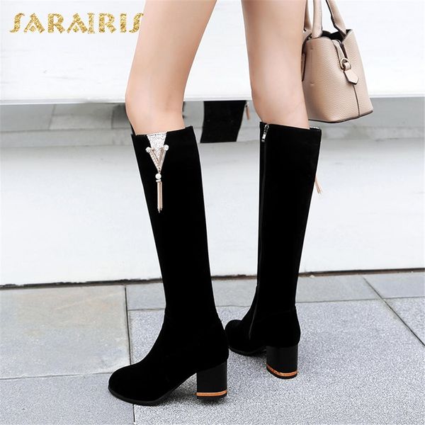 sarairis 2018 plus size 32-45 brand design shoes woman riding boots square high heels knee high boots woman shoes, Black
sarairis 2018 plus size 32-45 brand design shoes woman riding boots square high heels knee high boots woman shoes, Black