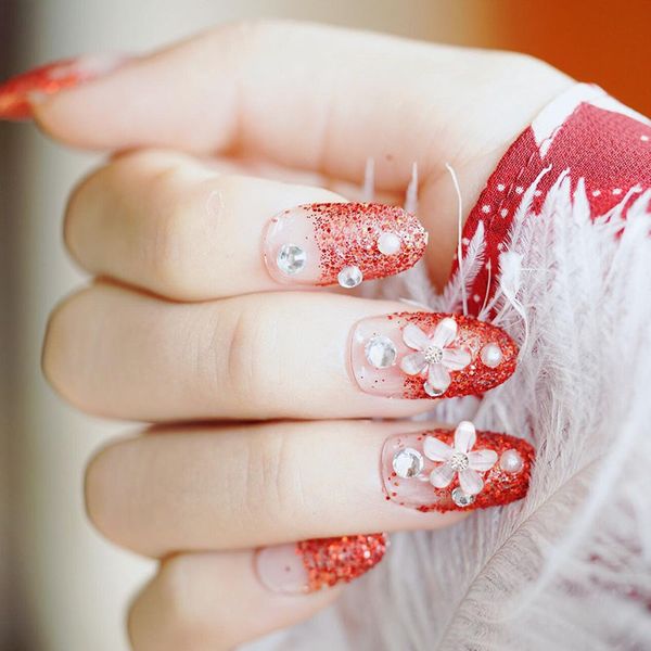 red fower exquisite women manicure decorations detachable fake nails glitter diamante full cover round artificial nail tips tool, Red;gold
red fower exquisite women manicure decorations detachable fake nails glitter diamante full cover round artificial nail tips tool, Red;gold