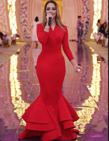 saudi arabic long sleeves red evening dresses v neck tier ruffles skirt long sleeves formal dresses 2018 prom party gowns celebrity dresses, Black
saudi arabic long sleeves red evening dresses v neck tier ruffles skirt long sleeves formal dresses 2018 prom party gowns celebrity dresses, Black