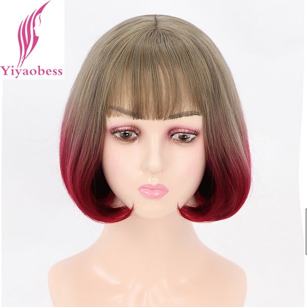 yiyaobess synthetic mix grey wine red ombre short bob wig with bangs natural hair wigs for women high temperature 12inch, Black
yiyaobess synthetic mix grey wine red ombre short bob wig with bangs natural hair wigs for women high temperature 12inch, Black