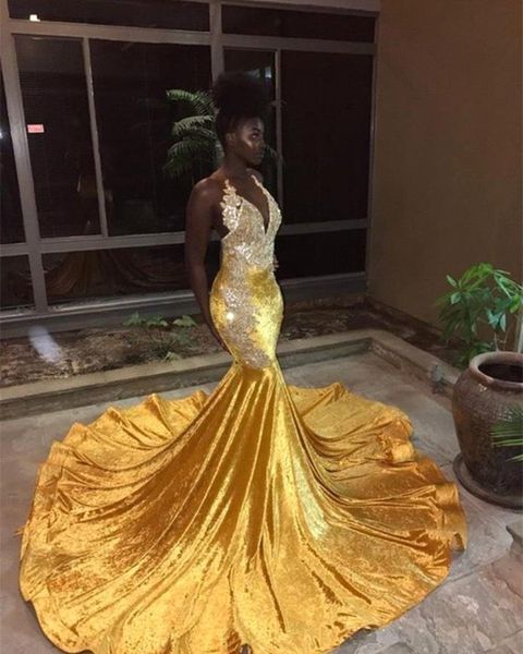 prom dresses hipping yellow long mermaid prom dresses for black girl halter lace appliques evening gowns backless sweep train vestidos 
prom dresses hipping yellow long mermaid prom dresses for black girl halter lace appliques evening gowns backless sweep train vestidos