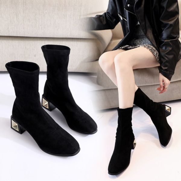 short boots spring and autumn boots 2020 new autumn and winter british style women's wild stretch socks, Black
short boots spring and autumn boots 2020 new autumn and winter british style women's wild stretch socks, Black