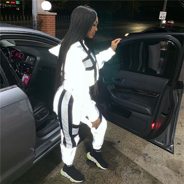 3M Reflective Women 2Pcs Sets Panelled Sexy Causal Suits Lady Long Sleeve Short Top Pencil Pants Clothing Suits
3M Reflective Women 2Pcs Sets Panelled Sexy Causal Suits Lady Long Sleeve Short Top Pencil Pants Clothing Suits