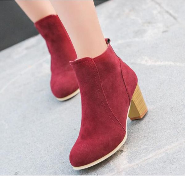 fashion new autumn and winter short wild simple suede boots with high heels women shoes black red wine ankle boots with thick scrub
fashion new autumn and winter short wild simple suede boots with high heels women shoes black red wine ankle boots with thick scrub