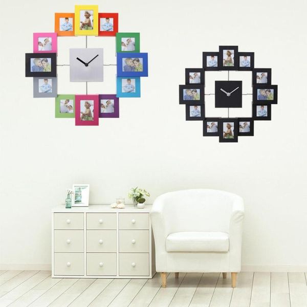 silver aluminum multi picture aperture family p frame clock