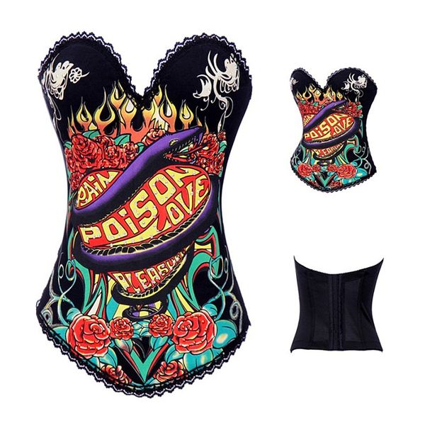 snake pattern gothic push up corset bustier crop vintage corpete corselet cotton bodice for woman, Black;white
snake pattern gothic push up corset bustier crop vintage corpete corselet cotton bodice for woman, Black;white