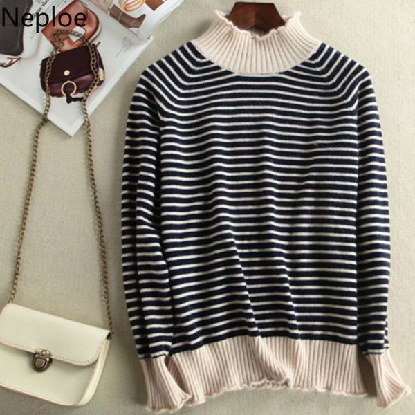 neploe turtleneck pullover knitted bottom sweater slim fit striped short pull femme hiver cashmere thick student 2019 45808, White;black
neploe turtleneck pullover knitted bottom sweater slim fit striped short pull femme hiver cashmere thick student 2019 45808, White;black