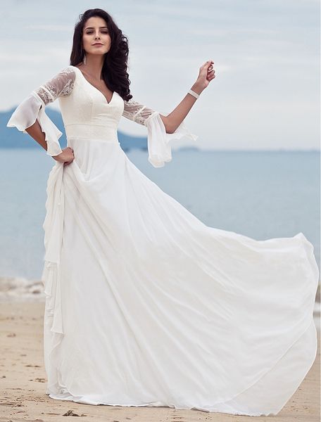 lace wedding dresses gowns deep v neck beaded appliqued beach boho vestidos de noiva wedding bridal, White
lace wedding dresses gowns deep v neck beaded appliqued beach boho vestidos de noiva wedding bridal, White