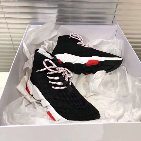 fashion designer fashion slip-on sock shoes luxury breathable cloth shoes man woman casual shoes size 35-45, Black