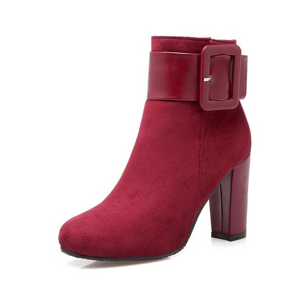 women's shoes boots round head with high heel fashion generous buckle wild side zipper ladies short boots women, Black
women's shoes boots round head with high heel fashion generous buckle wild side zipper ladies short boots women, Black