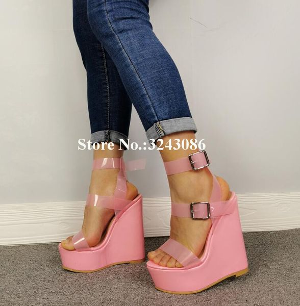 women new pink pvc wedge sandals fashion buckle strap platform sandals shoes lady real ps pumps dress shoes dropship, Black
women new pink pvc wedge sandals fashion buckle strap platform sandals shoes lady real ps pumps dress shoes dropship, Black