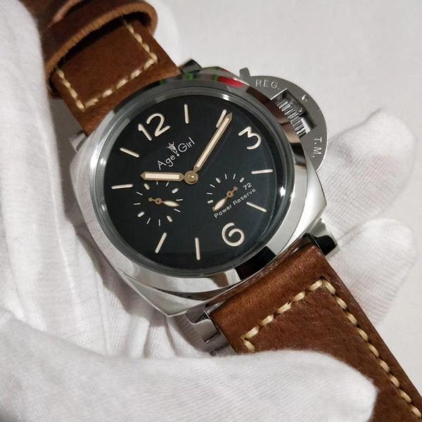 new men automatic mechanical sapphire stainless steel silver black leather watch power reserve luminous watches, Slivery;brown
new men automatic mechanical sapphire stainless steel silver black leather watch power reserve luminous watches, Slivery;brown