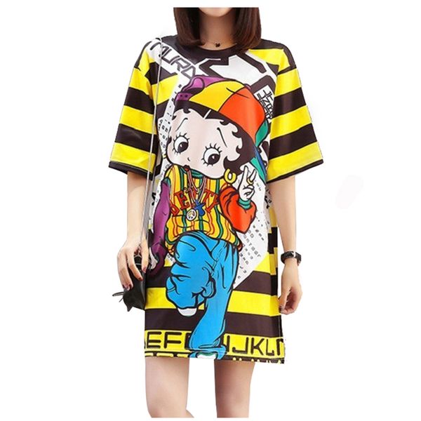 qing mo 6 styles women summer dress 2019 printed doll yellow striped dress t shirt short sleeve animal frog dog bear qm068, Black;gray
qing mo 6 styles women summer dress 2019 printed doll yellow striped dress t shirt short sleeve animal frog dog bear qm068, Black;gray