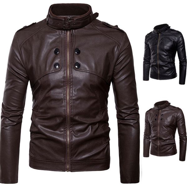 coat men's jacket leather casual stand leather jacket collar fashion motorcycle coat casual collar, Black;brown
coat men's jacket leather casual stand leather jacket collar fashion motorcycle coat casual collar, Black;brown