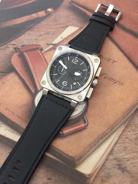 square silver stainless steel case 46mm outdoor bellross instrument heritage mens watches quartz chrono watch leather strap wristwatches, Slivery;brown
square silver stainless steel case 46mm outdoor bellross instrument heritage mens watches quartz chrono watch leather strap wristwatches, Slivery;brown