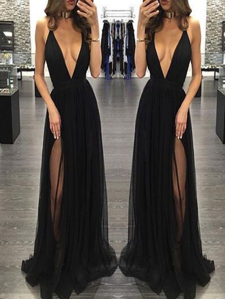 black elegant evening dresses deep v neck sleeveless a line prom dresses side split women party gowns ing, Black;red
black elegant evening dresses deep v neck sleeveless a line prom dresses side split women party gowns ing, Black;red