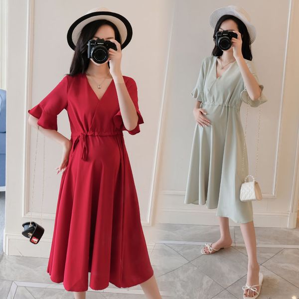 2020 new summer pregnant women chiffon elegant dress maternity v-neck long dresses vestido h05, White
2020 new summer pregnant women chiffon elegant dress maternity v-neck long dresses vestido h05, White