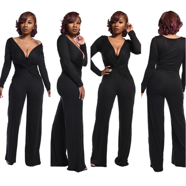y8164 european and american women's clothing deep v solid color casual jumpsuit cross-border women's clothing, Black;white
y8164 european and american women's clothing deep v solid color casual jumpsuit cross-border women's clothing, Black;white