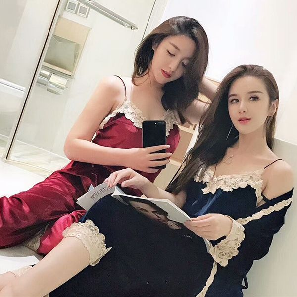 fashion women's summer lady nightgown sleepwear sleepshirts pijama mujer 3 pieces, Black;red
fashion women's summer lady nightgown sleepwear sleepshirts pijama mujer 3 pieces, Black;red