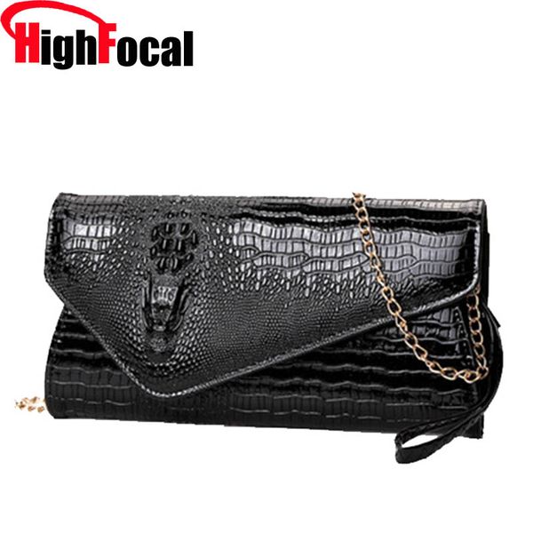 pu leather clutch purse party bags crocodile gold elope clutch bag female long women's wallet phone bag case