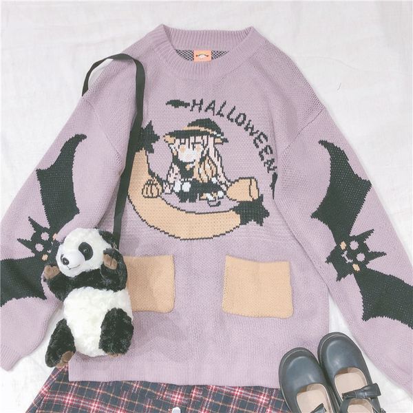 korean preppy style anime pattern jacquard round collar knitted sweater japanese style kawaii girl long sleeve warm pullovers, White;black
korean preppy style anime pattern jacquard round collar knitted sweater japanese style kawaii girl long sleeve warm pullovers, White;black